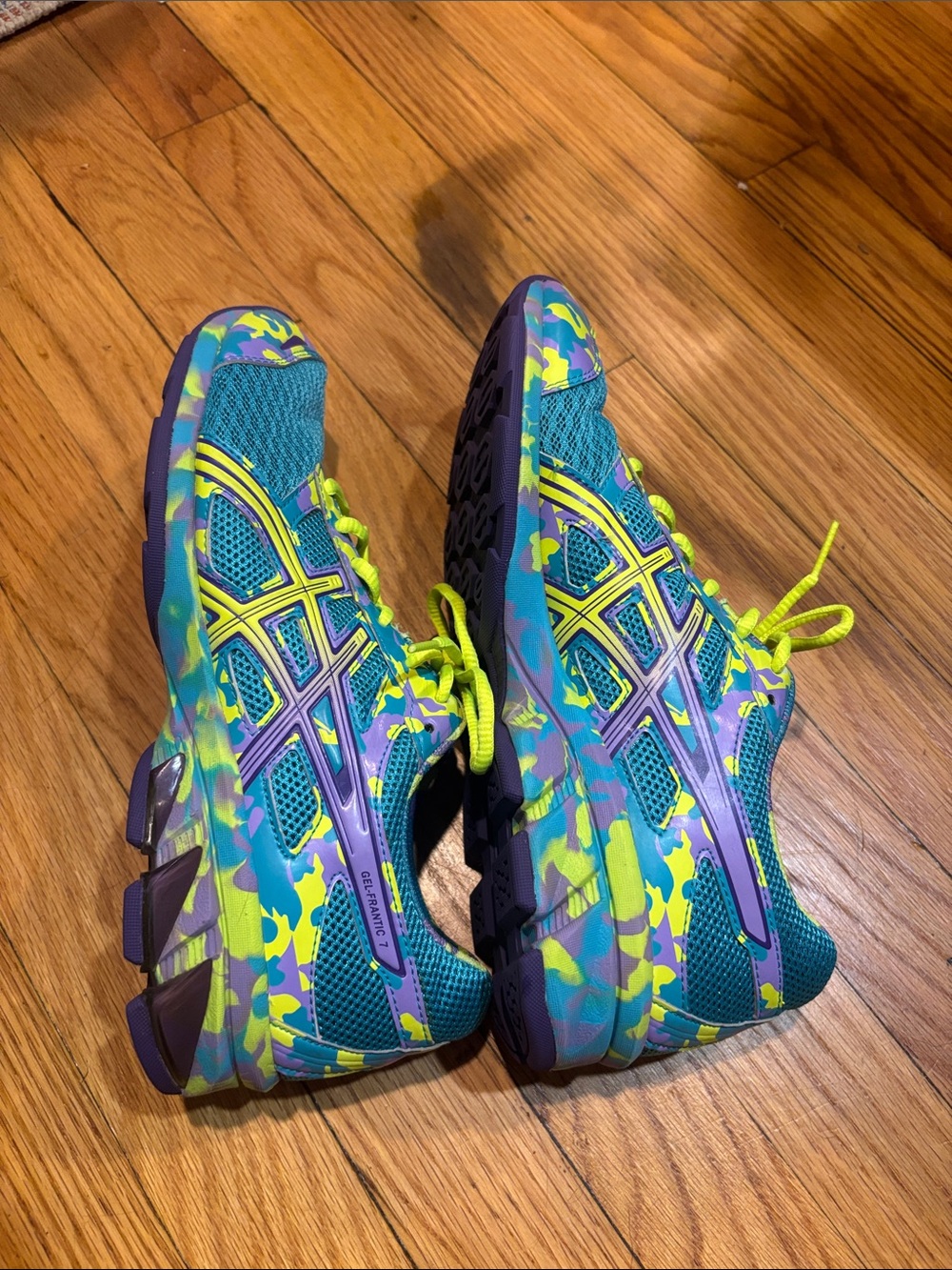 Asics Teal and Neon Yellow Women's Running Sneakers - Picture 6 of 11
